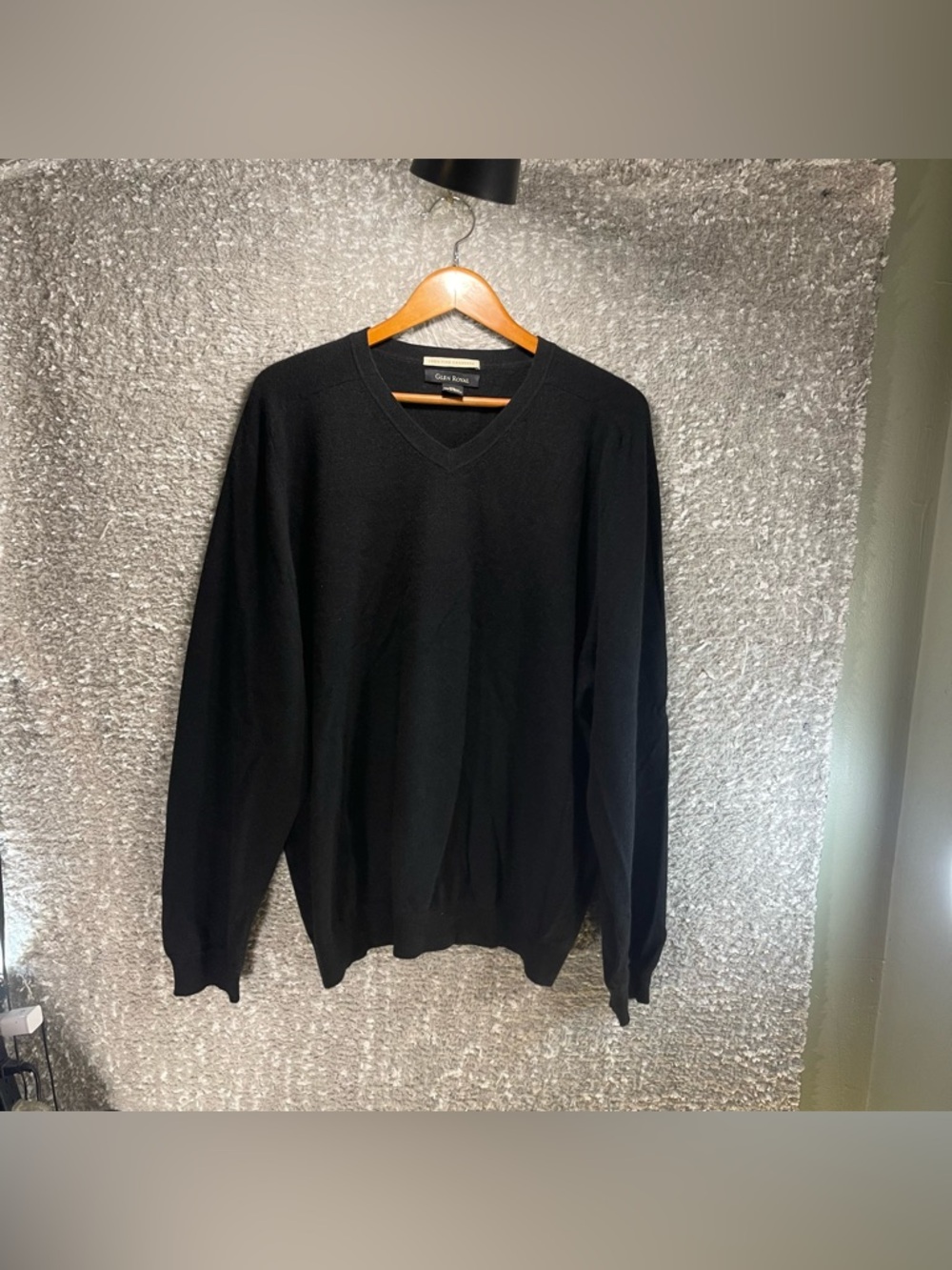 Glen Royal Fine Cashmere Sweater Black Men's XXL V-Neck Black Preppy Academia
